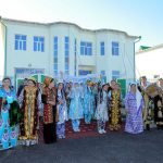 Citizens of Turkmenistan in ethnic Turkmen and Uzbek dresses - 17 June 2016 - Dashoguz